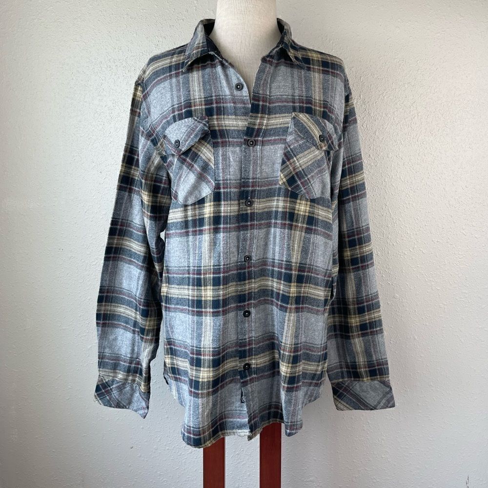 Burnside Button Down Flannel Shirt Size L EUC